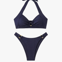 MakeMeChic Halter Bikini Sets for Women Sexy Micro Bikini Bathing Suit Two Piece Swimsuits 2025, XS, Navy