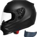 TRIANGLE Kids Motorcycle Helmets Youth Full Face Helmet Lightweight with 2 Visors DOT Approved (Large, Matte Black)