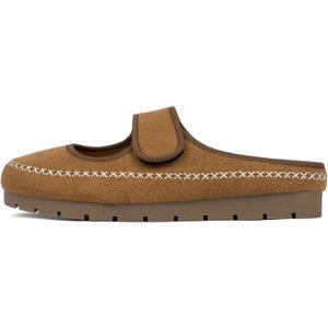 QIY Mules for Women Mary Jane Flats Womens Clogs Slippers Slides Walking Casual Office Shoes (6, Brown)