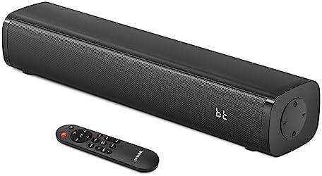 Wohome 2.1ch Small Sound Bars for TV with 6 Levels Voice Enhancement, Built-in Subwoofer, 16 Inches Bluetooth 5.3 Soundbar Speakers with Optical/AUX/USB Connection, S100
