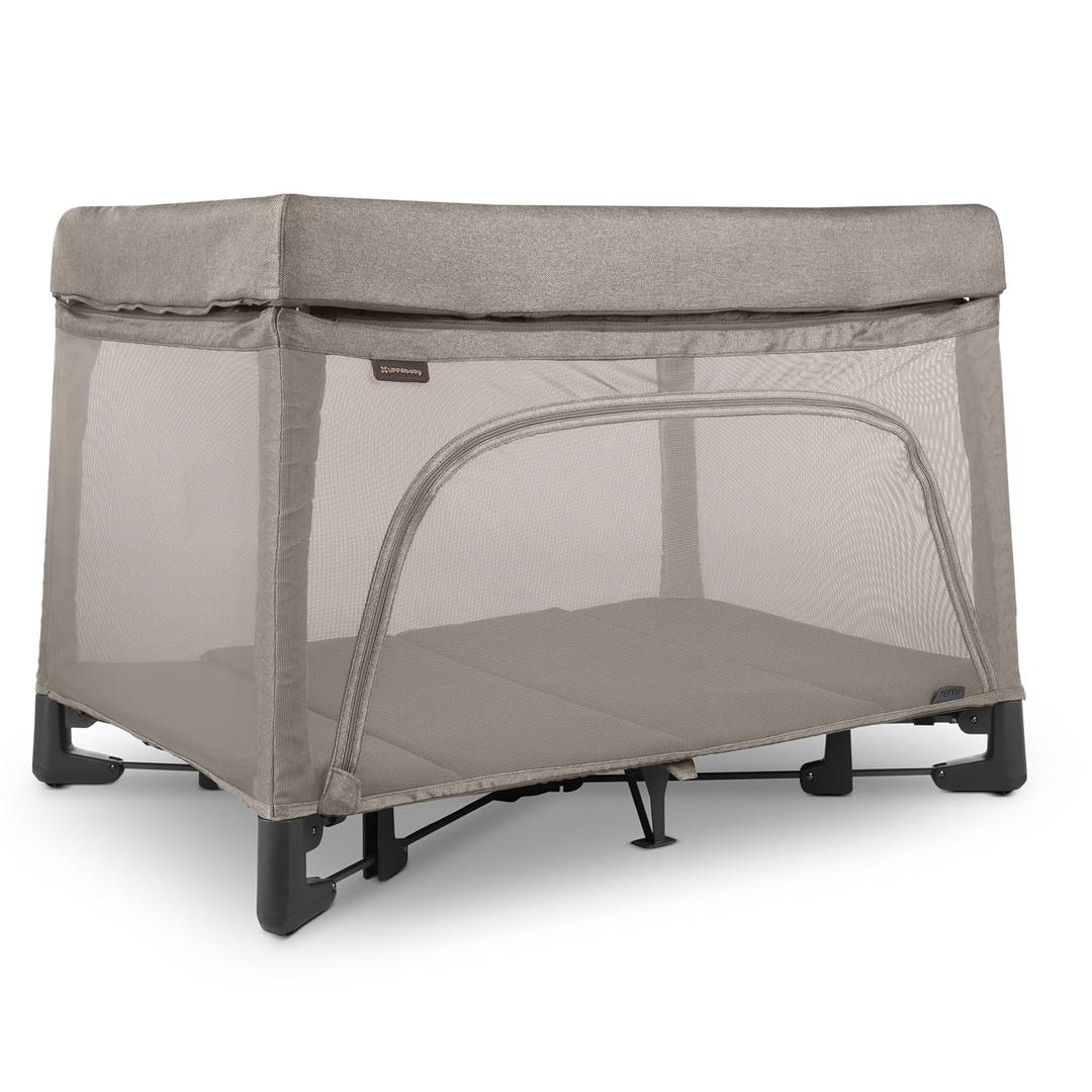 UPPAbaby Remi Playard | Deluxe 3-in-1 Portable Playard, Bedside Bassinet + Travel Crib| Mesh Bassinet, Mattress, Organic Cotton Mattress Cover + Storage Bag Included | Wells (Dark Taupe Mlange)