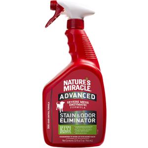 Natures Miracle Advanced Stain and Odor Eliminator Dog Spray, Fresh Scent, Severe Mess Enzymatic Formula for Tough Pet Messes, 32 Ounces,red (32 Fl Oz (Pack of 1))