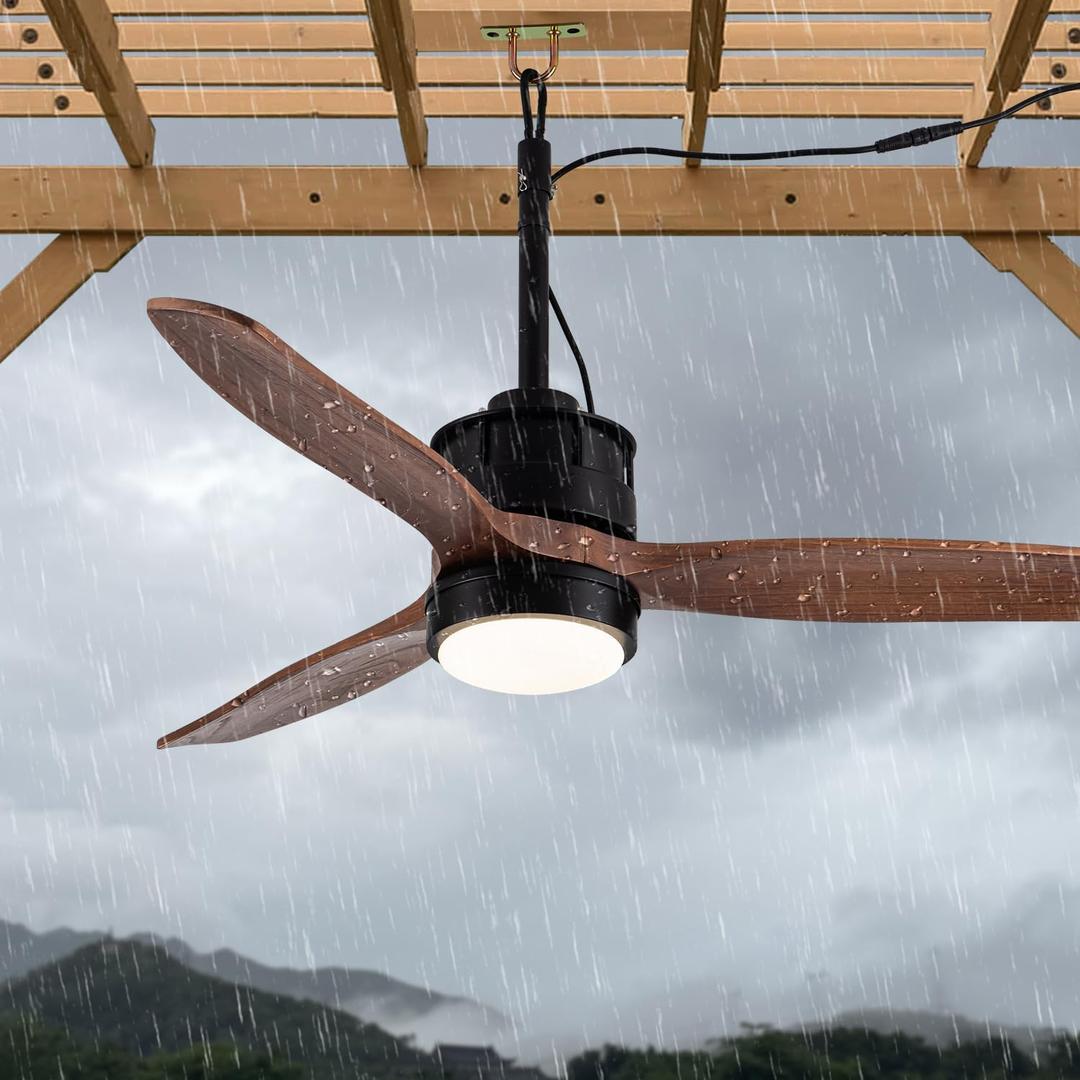 42 Gazebo Fans Outdoor Hanging for Pergola Patios Waterproof with Remote Control, DC Motor w 6-Speeds, Walnut