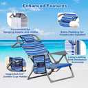 2 Pack Lightweight Portable Beach Chair for Adults, 350 LBS Capacity Backpack Beach Chair, Reclining Beach Chair with 5-Position Lay Flat, Large Cup Holder for Beach Camping Sports
