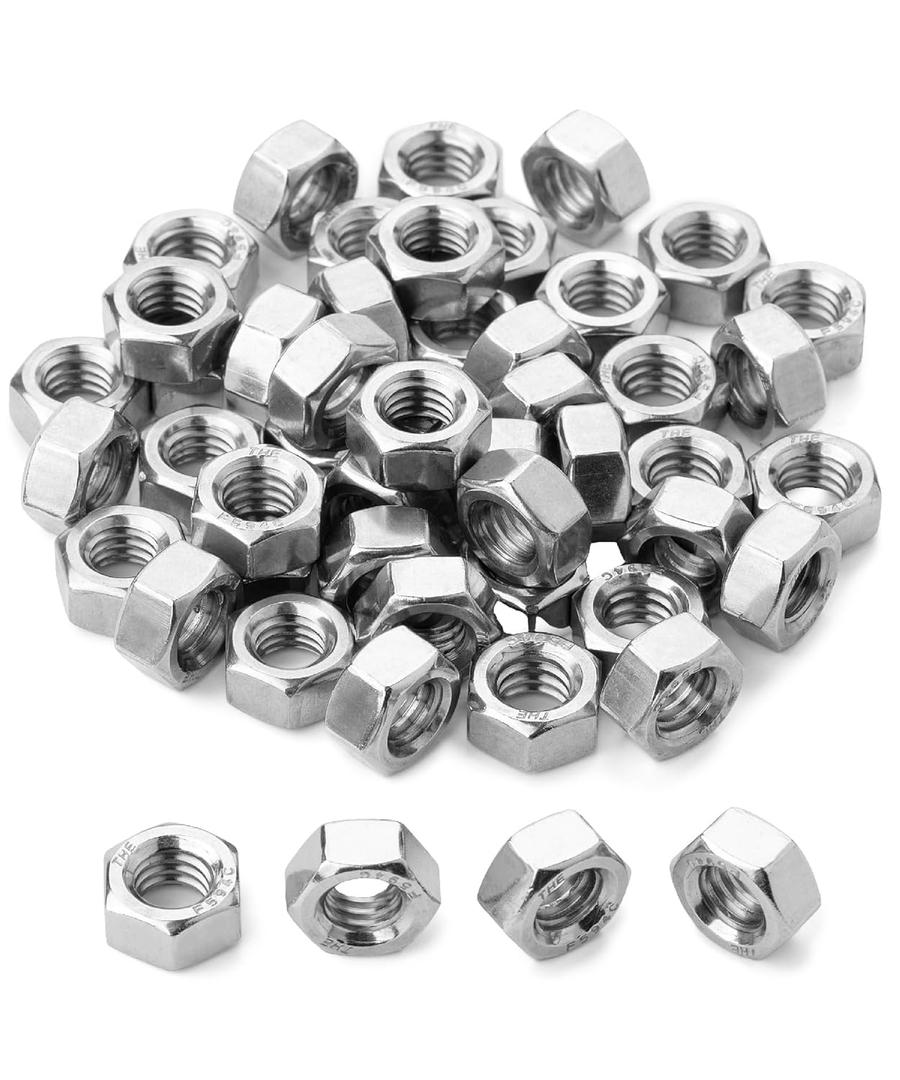 Bates Stainless Steel Hex Nut, 5/16-18, 50 Pack - Stainless, Metal, Hardware Nuts