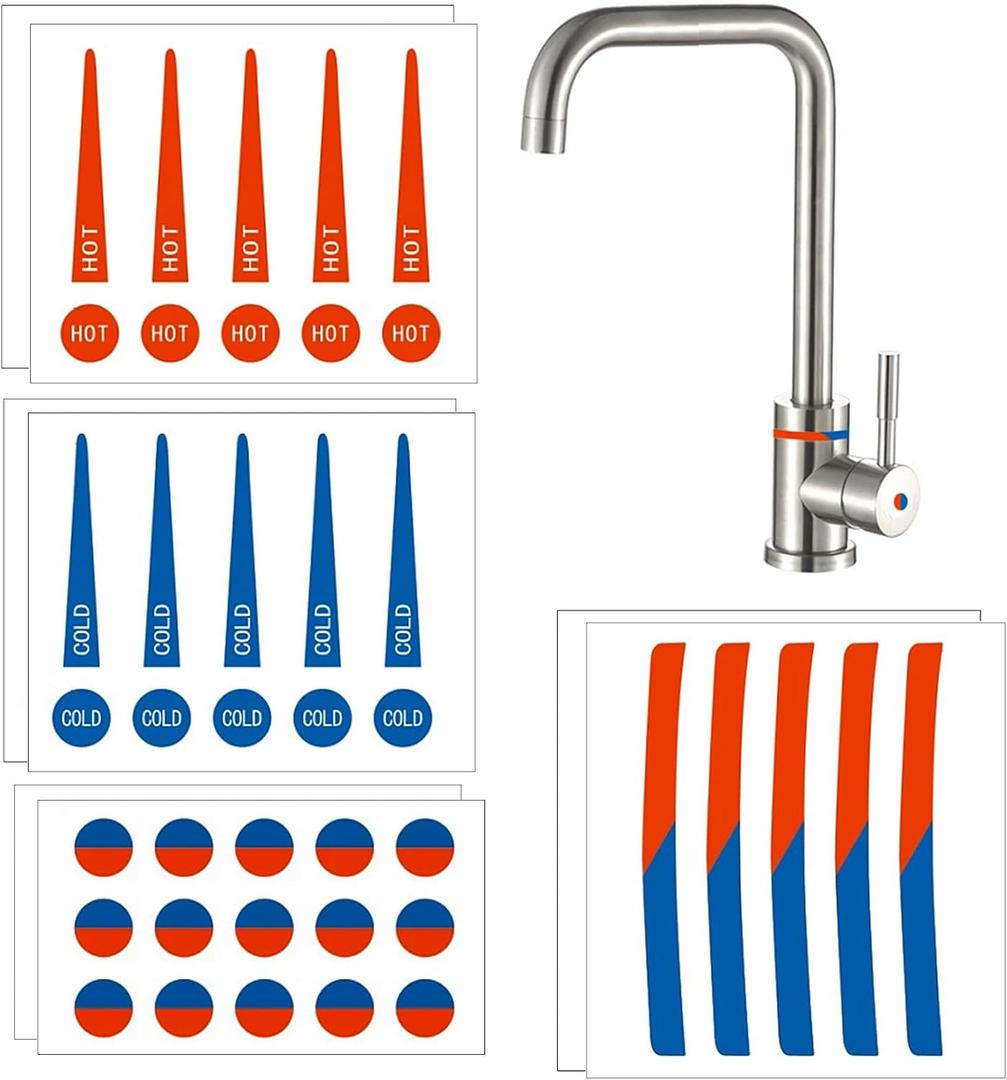 Faucet Stickers Hot and Cold Stickers for Faucet Waterproof Hot and Cold Indicator Bathroom Faucet Stickers Hot and Cold Signs for Kitchen Bathroom Hotel School Restaurant (80)