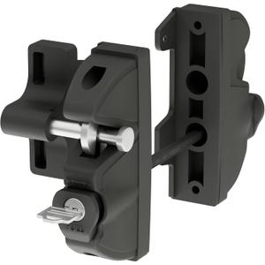 Key Lockable 2 Way Gate Latch,Key Operates on Both Sides of Gate,2 Sided Gate Fence Lock for Outdoor Gates,Locking Gate Door Lock Fence Latch Gate Hardware for Metal,Wood,Vinyl Fence,Black Finish