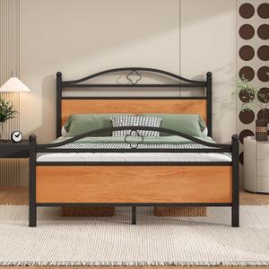 Full Bed Frame with Headboard,Heavy Duty Steel Slats Support Mattress Foundation-Under Bed Storage, No Box Spring Needed, Noise FreeBlack (Bedframe Only)