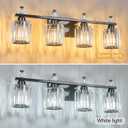 Bathroom Vanity Lights 4-Light Plating Black Modern Crystal Vanity Light Fixtures Over Mirror Crystal Bathroom Vanity Lighting Fixtures