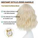 Blonde Wigs for Women Short Wavy Bob Wig With Bangs Heat Resistant Synthetic Wigs for Daily Party Cosplay Costume Wig Use
