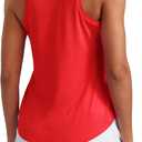 CRZ YOGA Lightweight Workout Tank Tops for Women - Athletic Running Sleeveless Shirts Racerback High Neck T-Shirt (X-Small, Deep Red)