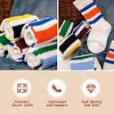 HUGSWEET Striped Retro Crew Breathable Cotton Soft Socks for Women Athletic Casual Thin Novelty Socks for Women or Men (S)