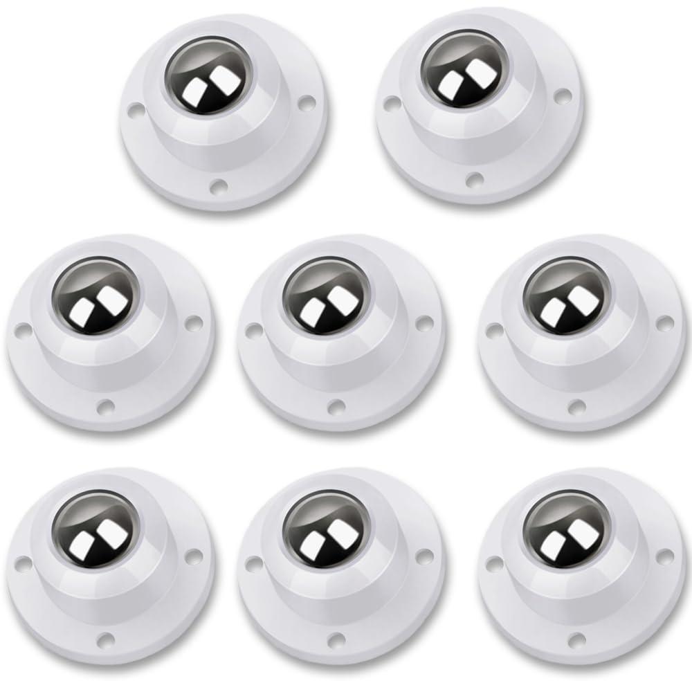 Self Adhesive Caster Wheels for Furniture,Storage Box,Trash Can,PC Stainless Steel Universal Pulley 360 Degree Rotating Adhesive Caster Wheels 1 Inch Low Profile Swivel Wheels White 8 Pack