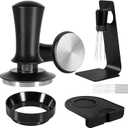 Espresso Accessories Kit 58mm, Coffee Tamper with Spring Loaded Calibration, 316 Stainless WDT Tool with Magnetic Stand and Dosing Funnel Set Fits Espresso Machine Press and 58mm Portafilters (Black)