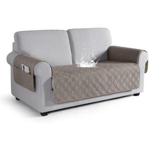 VANSOFY Couch Cover, Waterproof Sofa Covers Washable Slipcover Furniture Protector Couch Seat Covers Non-Slip Couch Cover for Dogs, Pets(Loveseat Plus, Khaki)