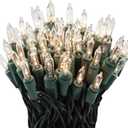 100 Clear Twinkle Lights on Green Wire, Indoor/Outdoor Use, Lighted Length of 20.6', Total Length of 21.8'