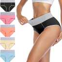wirarpa Women's Cotton Underwear High Waist Stretch Briefs Soft Underpants Ladies Full Coverage Panties 5 Pack (XL)