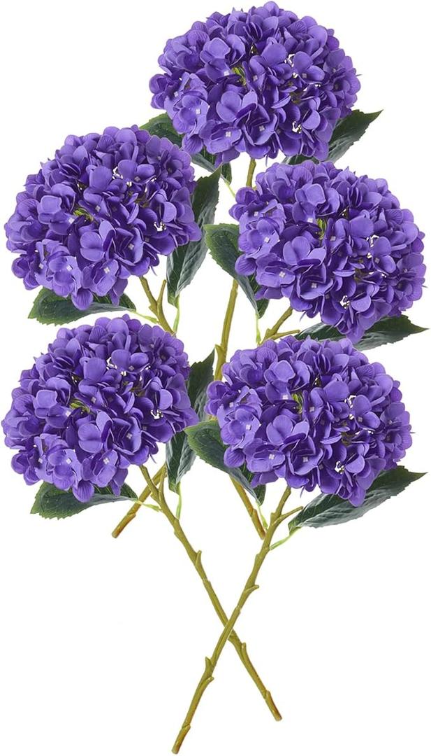 PARTY JOY 4PCS Artificial Hydrangea Silk Flowers Bouquet Faux Hydrangea Stems for Wedding Centerpieces Home Decor