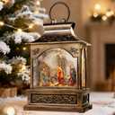 Christmas Musical Snow Globe Lantern - Nativity Scene Snow Globe Glittering Portable Hanging Tabletop Decorative Lantern Christmas Home Dcor and Gift