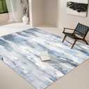INGEROOM 6x9 Washable Area Rug - Abstract Rug Machine Washable Non-Slip Indoor Carpet for Living Room, Bedrooms and Dinner Room Made of Soft Cashmere(Blue & Grey)