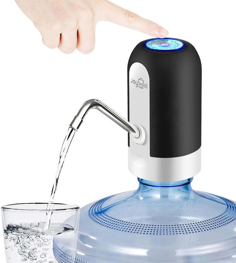 JOYHILL 5 Gallon Water Bottle Dispenser, USB Charging Water Bottle Pump, Portable Water Dispenser Pump for CampingBlack (Black)