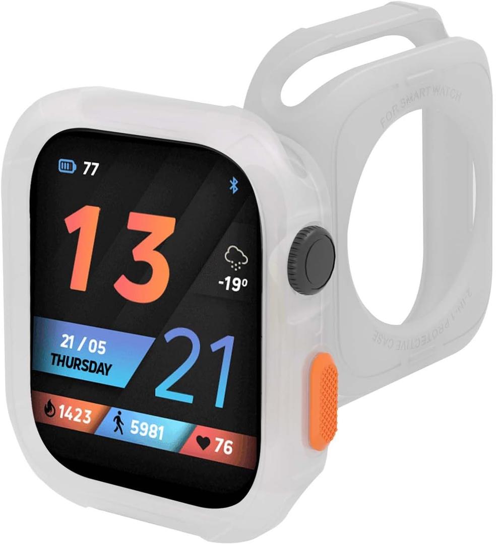 3 x Rugged Cover Compatible with Apple Watch Case 45mm 44mm Series 9/8/7/6/5/4/SE, Apple Watch Case Soft Flexible TPU Shockproof Protective Bumper Cover for iWatch 45mm 44mm (Clear)