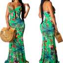 SheKiss Summer Dresses for Women 2026 Maxi Dress Boho Halter Sundresses Beach Vacation Outfits Green, XL