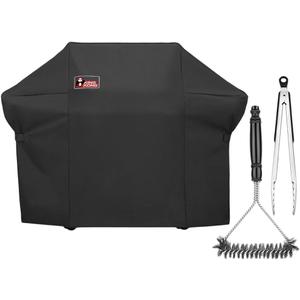 Kingkong 7108 Premium Grill Cover for Weber Summit 400Series Gas Grills (Compared to The Weber 7108 Grill Cover) Including Grill Brush and Tongs
