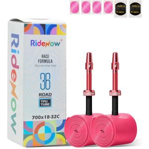 Ridenow 2-Pack Bike Inner Tube for 700/18C-28C, 700/18C-32C,700/28C-38C with 45/65/85 mm Metal &TPU Presta Valves for Road Bikes, Super Light Puncture Resistant (Include Patch Repair Kits)