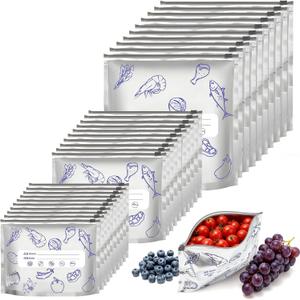 Reusable Aluminum Foil Freezer Zipper Sealable Storage Bags for Food (30 Pcs, 3 Size)