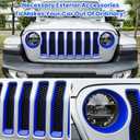 Front Grille Mesh Inserts & Headlight Cover for Jeep Wrangler JL JLU Sport & Sport S Only 2018-2023 Exterior Accessories Clip-in Grille Guard Cover Headlight Bezels Trim Ring (Blue 9PCS)