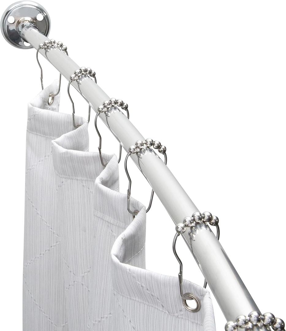Bath Bliss Curved Shower Rod | Adjustable 44"-78" Inch | Bathroom Shower Curtain and Liner Rod | 33% More Space | Wall Mounted | Easy Installation | Aluminum