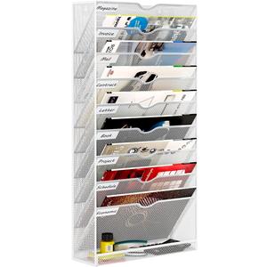 Hanging Wall File Organizer,10-Tier Desk File Mail Holder, Paper Bill Organization For Office Home School, White