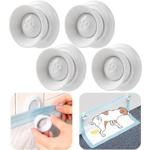 (4-Pack) Potty Training Pad Magnetic Holder Compatible with Any Size of Puppy Pee Pads Perfect for Leg-Lifting Marking Dogs, Strong Magnets Will Stick on Most Flat Surfaces - White Paw (Claw)