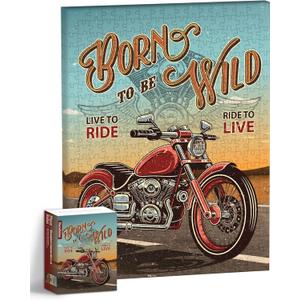 PieceRelax Puzzle Canvas Wall Art 366 Plastic Pieces for Adults - Retro Poster - Born to be Wild - Unique Gift & Home Dcor with Jigsaw Puzzle Artwork for Living Room Bedroom [HN1274]