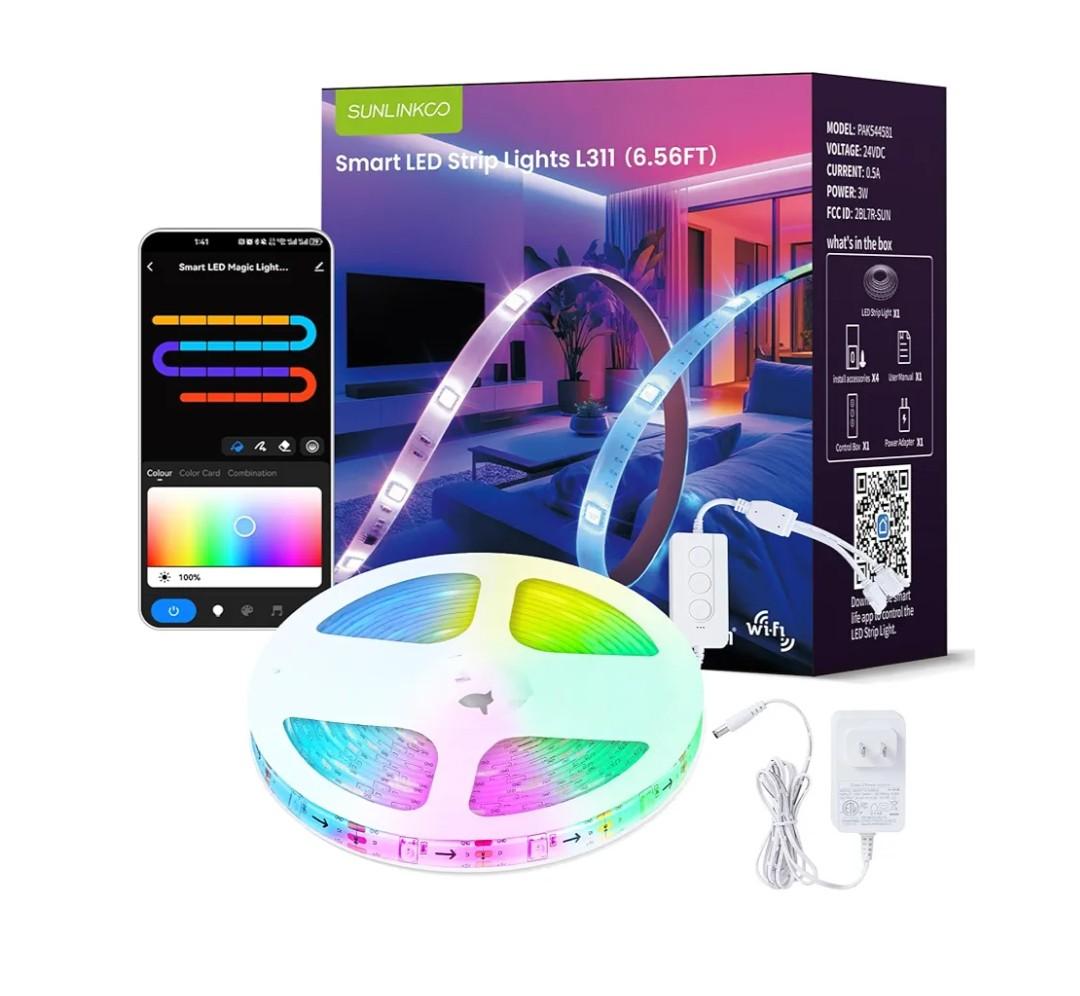 RGB+IC LED Strip Lights, Smart Bluetooth LED Light for Bedroom, Color Changing LED Strips with 44 Scene Modes(6.6ft)