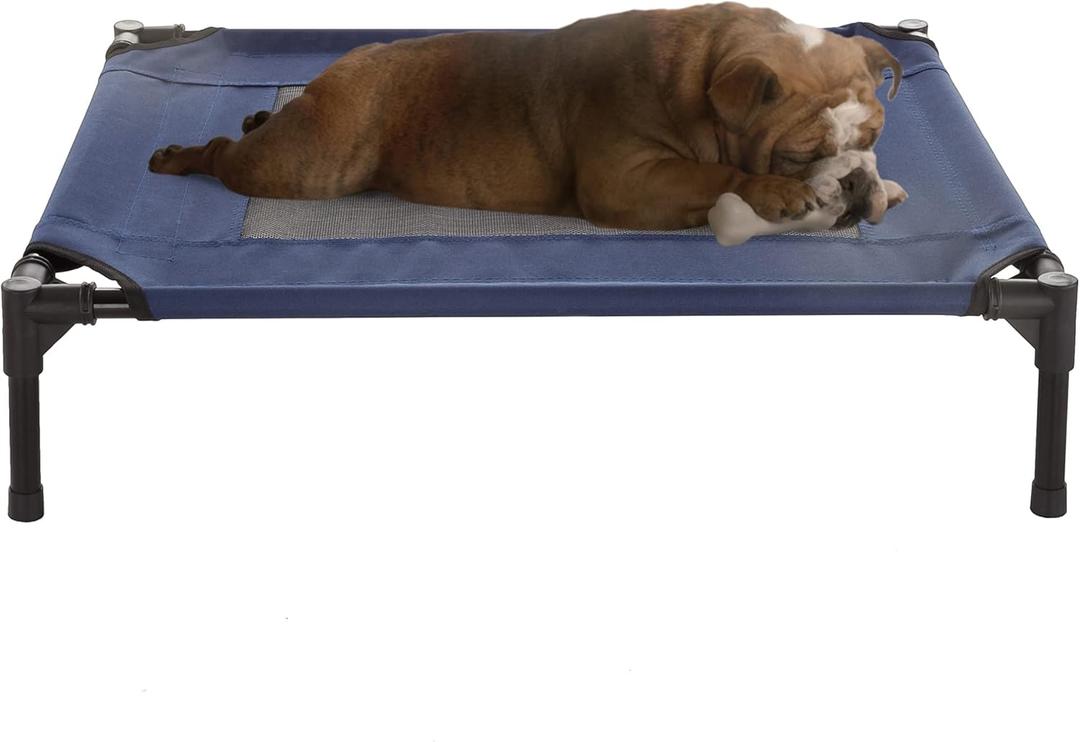 Elevated Dog Bed - 30x24-Inch Portable Pet Bed with Non-Slip Feet - Indoor/Outdoor Dog Cot or Puppy Bed for Pets up to 50lbs by PETMAKER (Blue) (Medium)