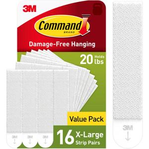 Command 20 lb XL Heavyweight Picture Hanging Strips 16 Pairs (32 Command Strips), Damage Free Hanging Picture Hangers, Heavy Duty Wall Hanging Strips for Home Decor, White Adhesive Strips