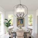 BOZO 20" Brushed Nickel Globe Chandelier, 4-Light Modern Dining Room & Foyer Pendant Light with Frosted Glass Shades, Ceiling Hanging Orb Fixture