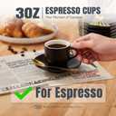 Lareina Porcelain 3-Ounce Espresso Cups Set of 6, Small Stackable Coffee Cups with Saucers, Spoons and Metal Stand - Ceramic Demitasse Mugs, Double Shots Expresso Cup, Matte Black