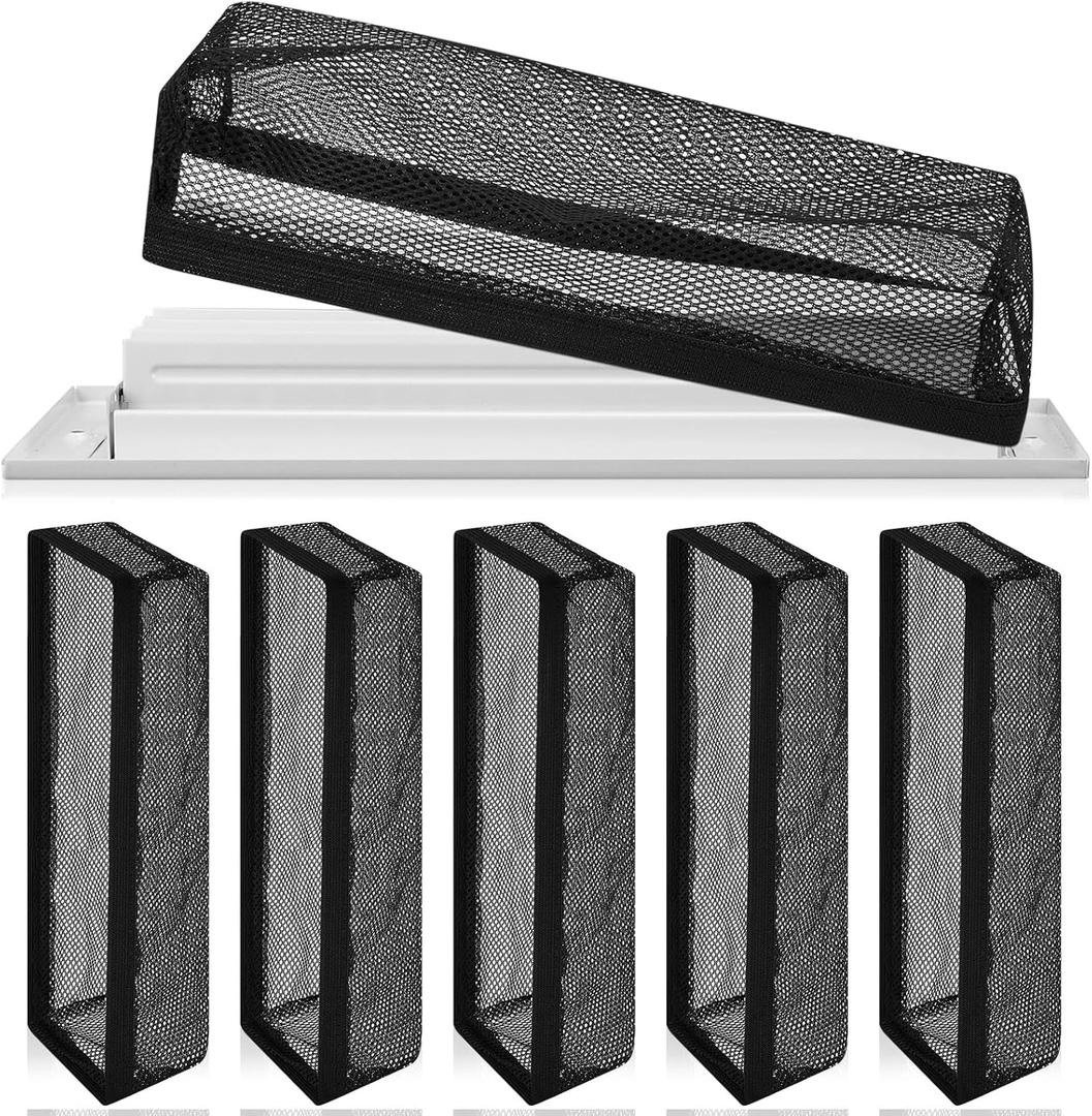 Zonon 6 Pcs Floor Register Cover 4 x 12 Inch Floor Vents Hoods Vent Filters Screen Mesh Net Trap for Home Air Ventilation Wall Ceiling Household Duct, Black
