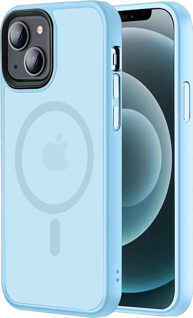 for iPhone 15 Plus&iPhone 14 Plus Phone Case Fits MagSafe 10FT Drop Resistant Matte Skin Feeling Back Cover for iPhone 15 Plus&iPhone 14 Plus CaseLight Blue