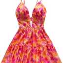 SOLY HUX Women's Summer Mini Dresses Printed V Neck Spaghetti Straps Party Beach Cami Dresses No Size