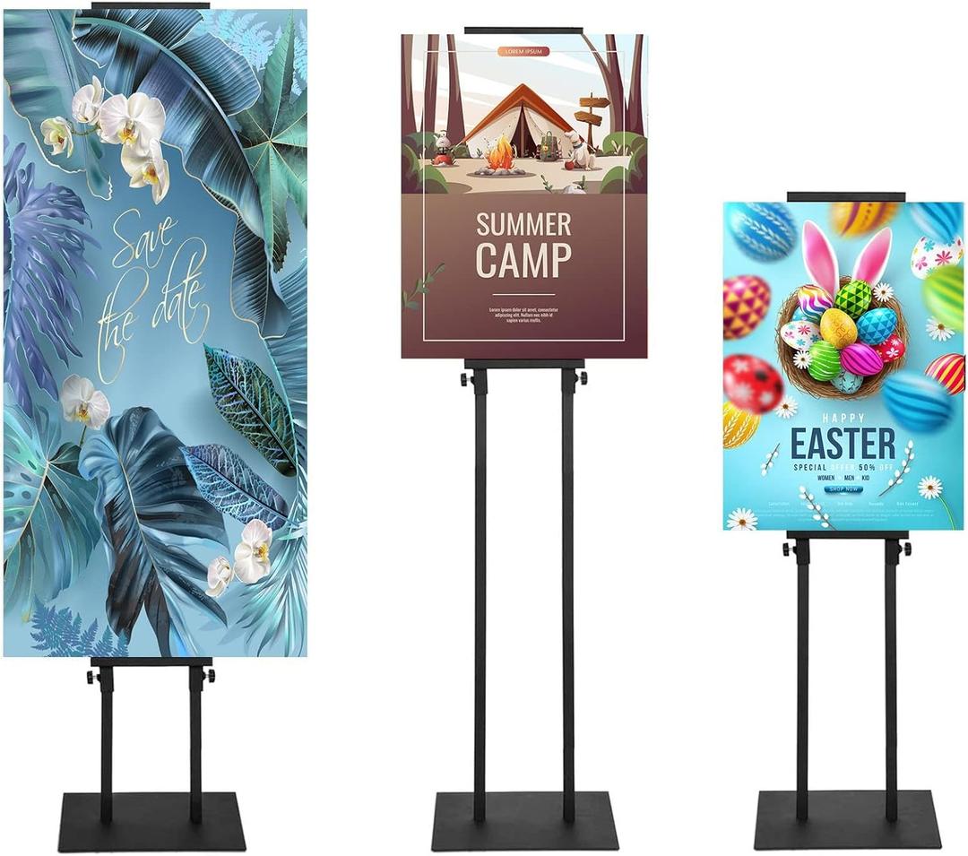 Poster Stand for Display, Pedestal Sign Stand, Double Banner Stand with Non-Slip Base, Heavy Duty Adjustable Poster Board Stand Height Up to 75Inches, Sign Holder for Board & Foam Sign