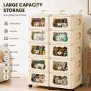 Plastic Storage Drawers with Wheels, 6-Drawer Organizer, Beige
