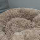 Bedsure Calming Dog Bed Medium Size Dog - Donut Washable Medium Pet Bed, 30 inches Anti-Slip Round Fluffy Plush Faux Fur Cat Bed, Fits up to 45 lbs Pets, Camel