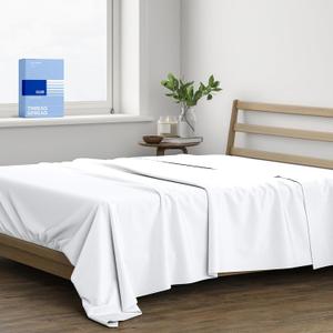 Thread Spread 100% Cotton Full Size Flat Sheet Only - 400 Series Glee Collection Full Flat Sheet (1 PC, White), Silky Soft, Breathable, Cooling, Sateen, Hotel Top Sheets for Hot Sleepers