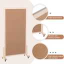 Double Sided Large Cork Board for Office with Wheel 24 x 47'' Reversible Mobile Cork Bulletin Board with Push Pin Decorative Display Board Portable Freestanding Corkboard for Home Photo Wall, 0.4" x 0.4"