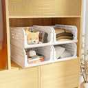 Happer Clothes Organizer for Wardrobe Foldable & Stackable Closet Organizer, 4 Piece, White Stacky 4, Pack of 4