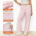 Women's Stripe Pajama Pants: 100% Cotton Thin Lightweight Loose Comfy Home & Lounge Pants with Pockets for Casual (X-Large, Pink)
